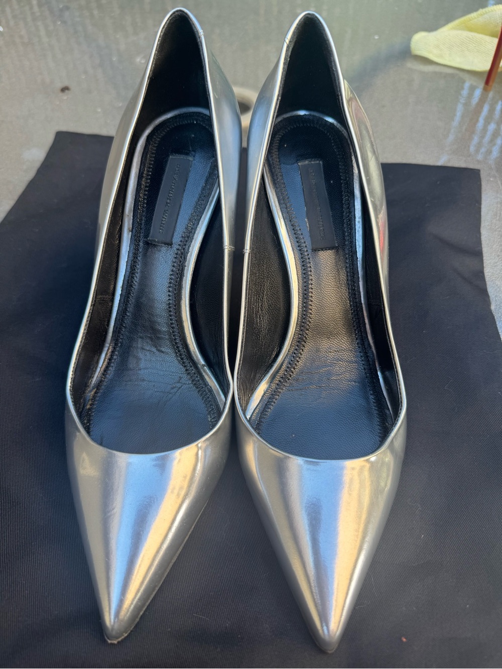 Alexander Wang Silver Pointed Leather Pumps
